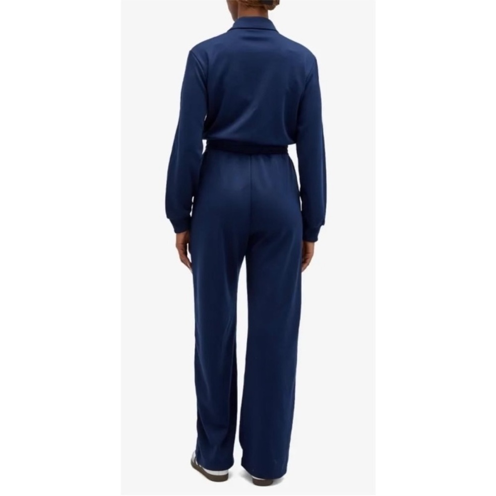 Adidas Originals RETRO Navy Blue Orange Striped Midweight Long Sleeve Jumpsuit - Picture 2 of 9